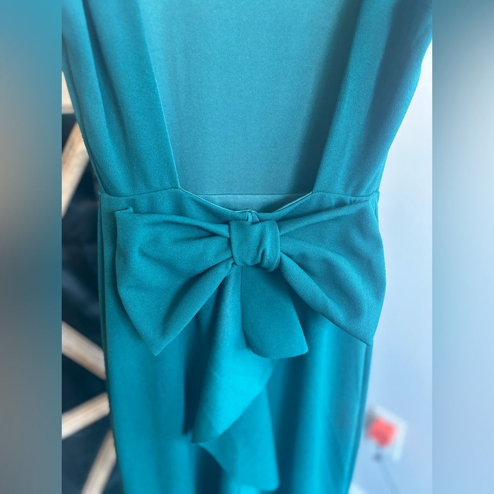Lulus Current Exquisite Refinement Emerald Backless Bow Ruffled Maxi Dress - Picture 10 of 16